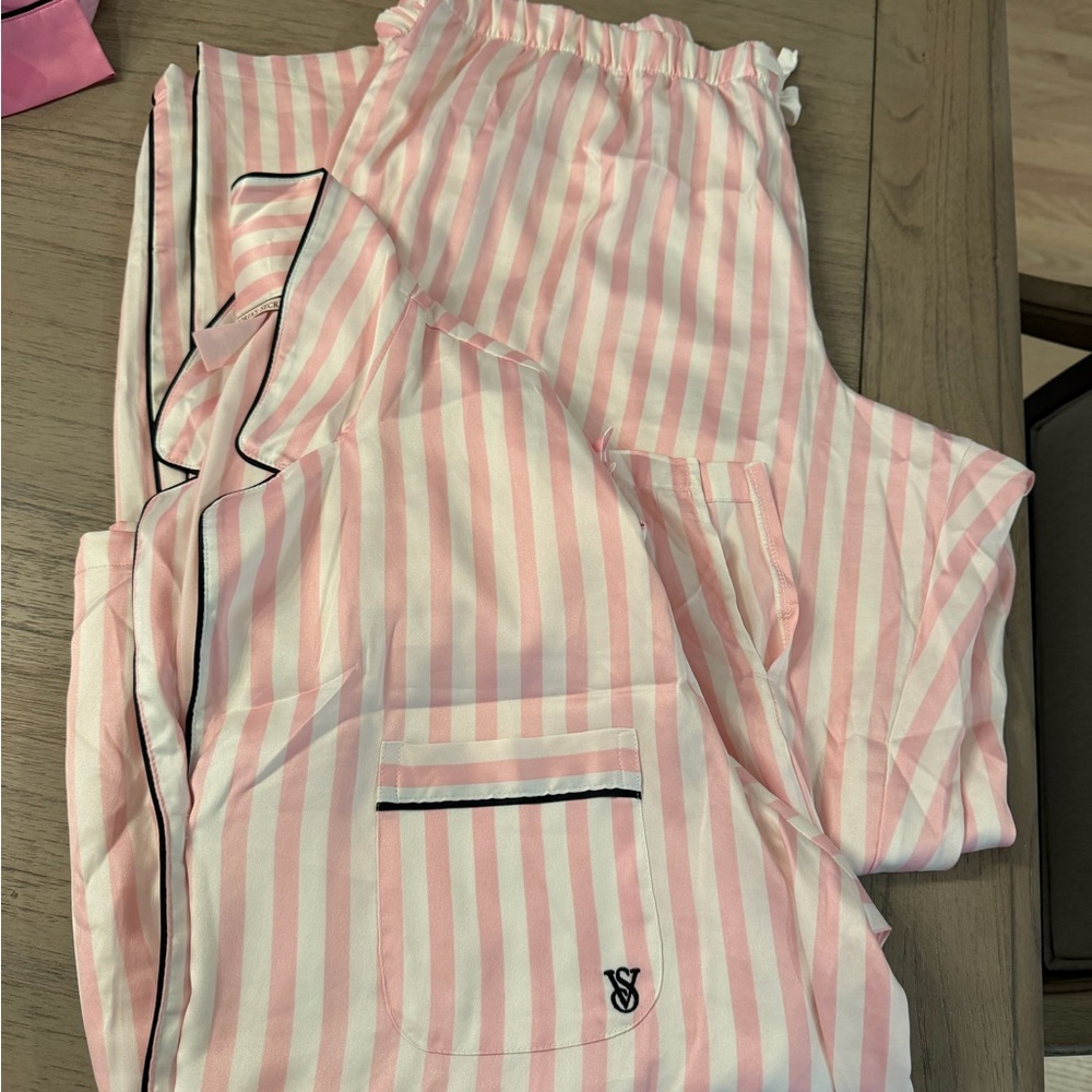 Victoria's Secret Pink and White Striped  Pajama Set